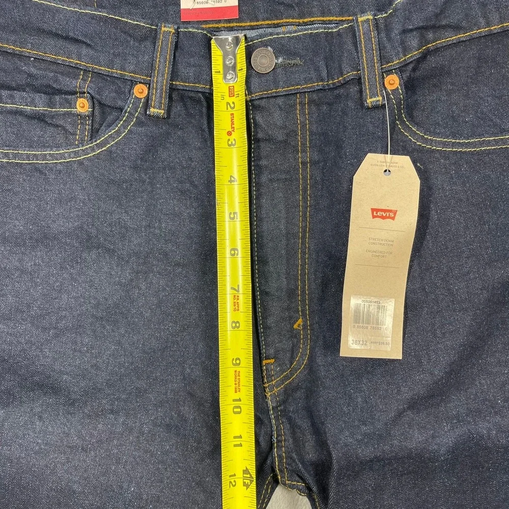 Levi's 505 Regular Fit Jeans Mens 38x32 Dark Indigo Stretch Straight Leg
